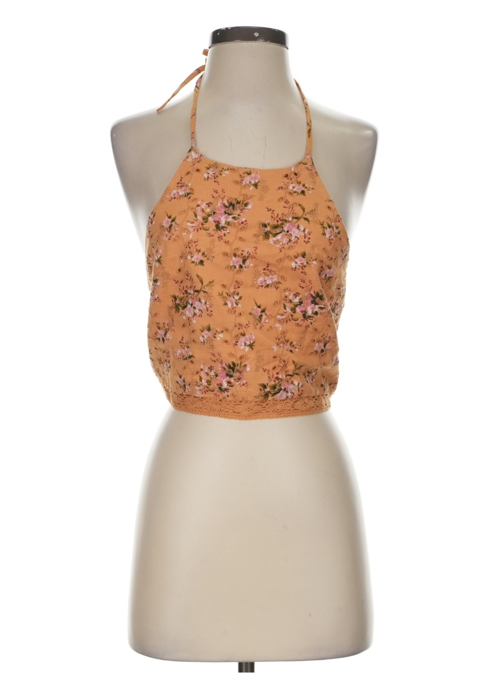 American Eagle Outfitters Mustard Floral Halter Crop Top